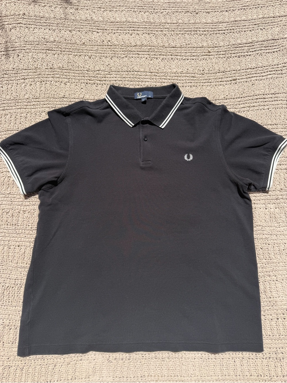 Fred Perry Black Polo with White Twin Tipping